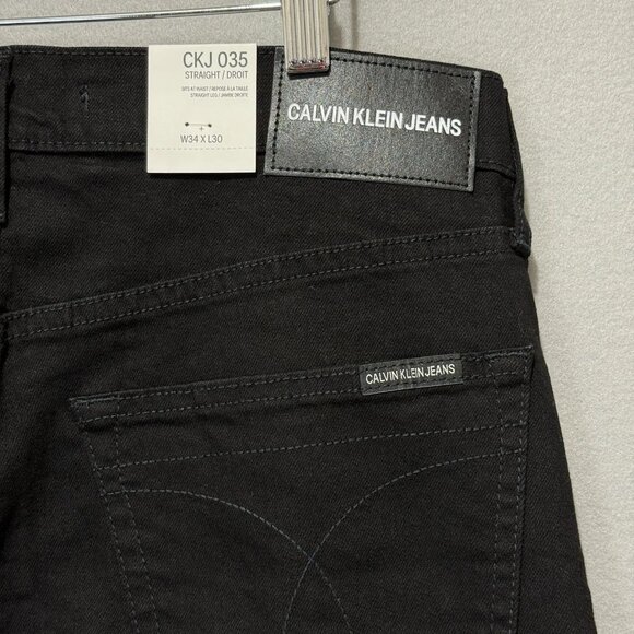 NEW Calvin Klein Jeans Men's 34x30 Straight Fit Blk Denim NWT Stretch Streetwear - Picture 9 of 10
